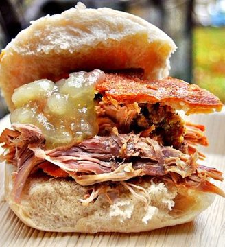 Hog Roast In a Bun. This shows how we serve the roll when its a Traditional Hog Roast